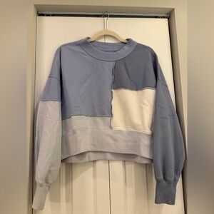 Abercrombie Colorblock Sweatshirt in Blue and Cream